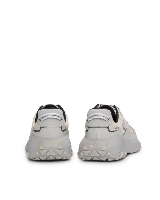 HUGO White Mixed-material Trainers With Leather Facings for men