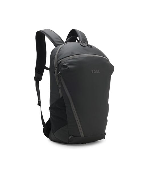 Boss Gray Faux-Leather Backpack With Reflective Details for men