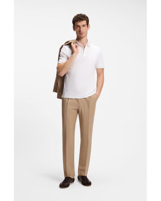Boss Slim-Fit Poloshirt Aus Merzerisierter Baumwolle in White für Herren
