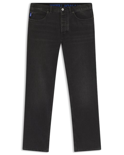 HUGO Regular-Fit Jeans Van Zwart Washed Denim in het Blue voor heren
