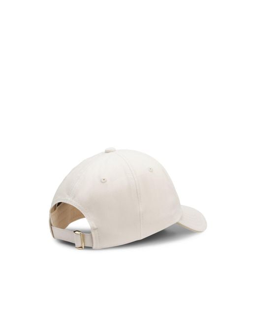 Boss White Cotton Cap With Metal Logo Lettering