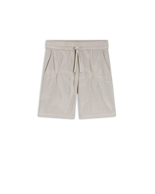 Boss Natural Cotton-Blend Shorts With Knitted Graphics for men