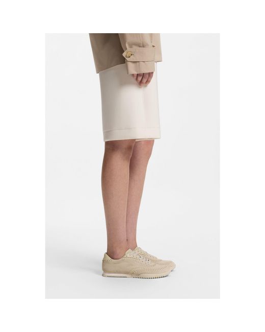 Boss White Suede-Leather Trainers With Whipstitching