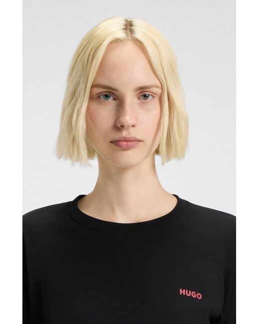HUGO Pyjamatop Van Stretchkatoen Met Logoprint in het Black
