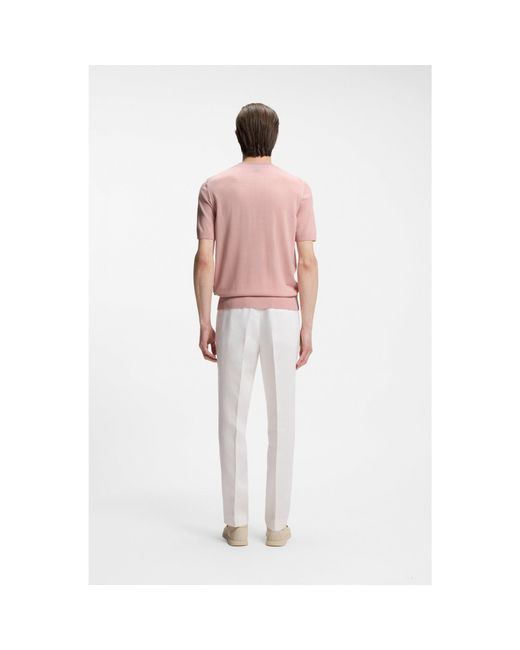 Boss Pink Short-Sleeved Knit T-Shirt for men