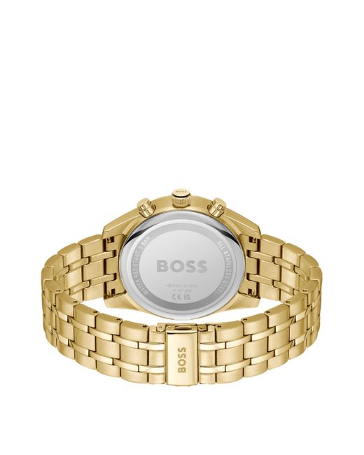 Montre chronographe avec cadran noir et bracelet à maillons Boss pour homme en coloris Metallic