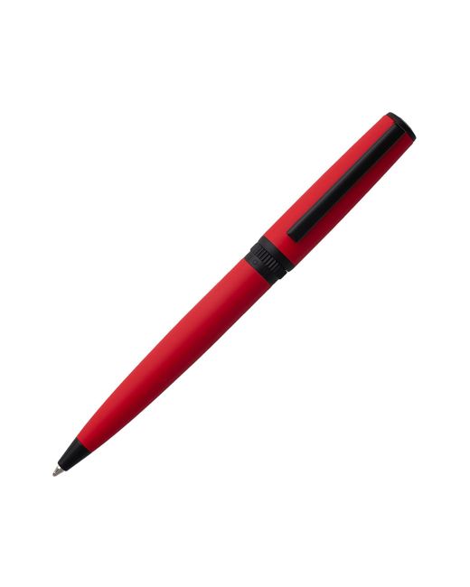 Boss Ballpoint Pen With Red Rubberised Finish And Logo Ring