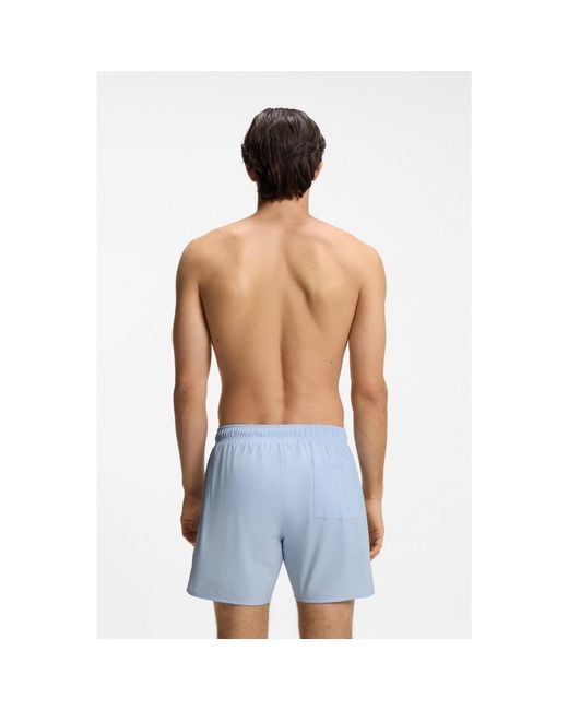 Boss Blue Swim Shorts With Signature Stripe And Logo for men