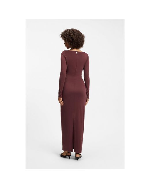 HUGO Red Slim-Fit Jersey Dress With Ruffle Detail