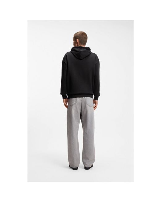 HUGO Blue Cotton-Terry Hoodie With Logo Badge for men