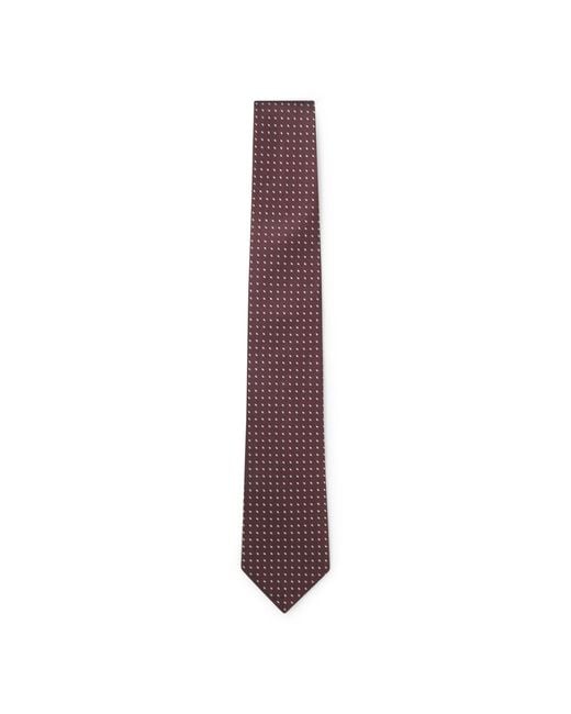Boss Purple Silk Jacquard Tie With A Micro Pattern for men