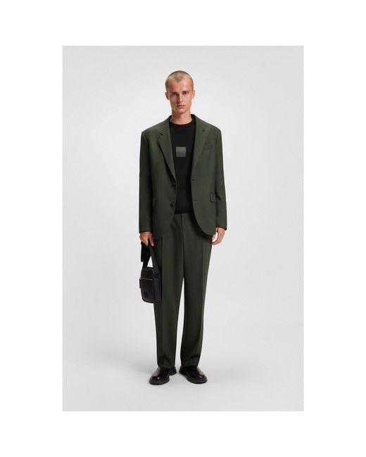 HUGO Black Cotton-Terry Sweatshirt With Split Logo for men