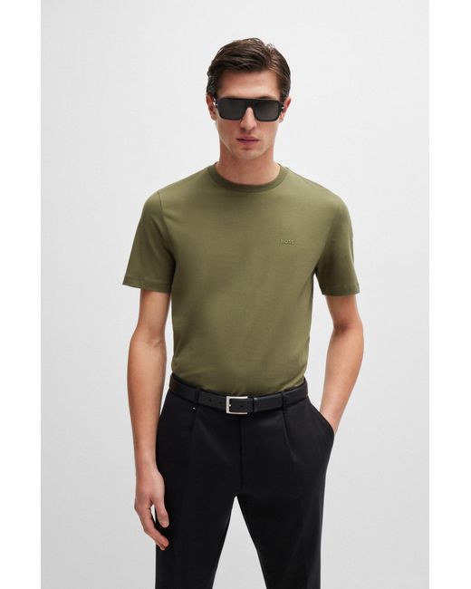 Boss Green Cotton-jersey T-shirt With Rubber-print Logo for men
