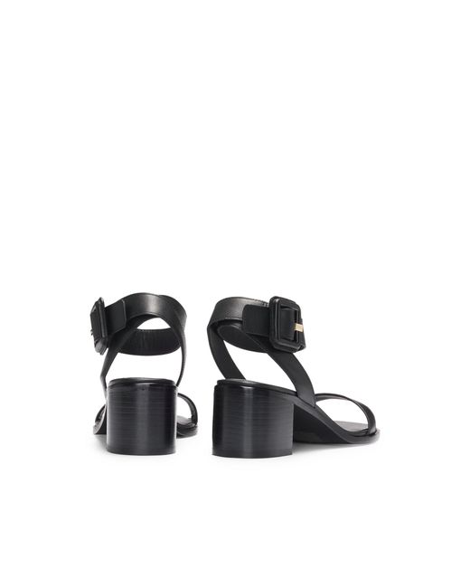 Boss Black Leather Sandals With Block Heel