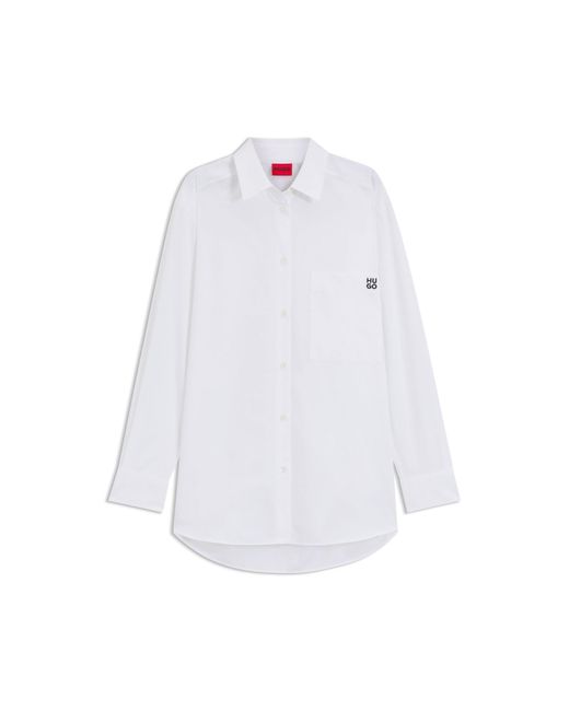 HUGO White Oversized-Fit Blouse
