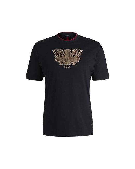 Boss Black X Creation Of The Gods T-Shirt With Taotie Embroidery for men