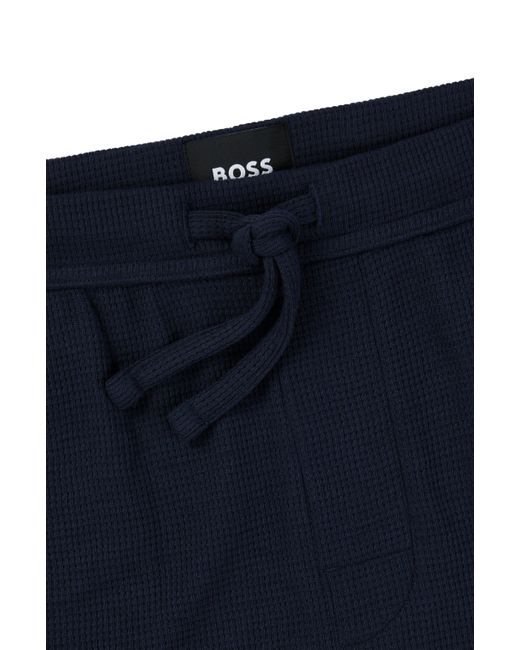 Boss Blue Pajama Shorts With Embroidered Logo for men