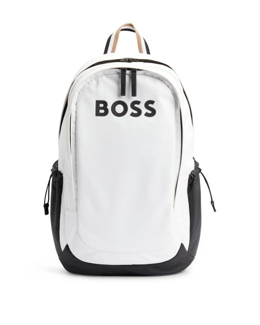 Boss Gray Logo-detail Backpack In Synthetic Coated Fabric for men