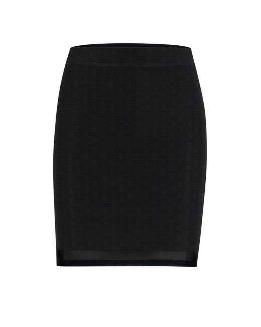 HUGO Black Slim-fit Mini Skirt In Logo Mesh