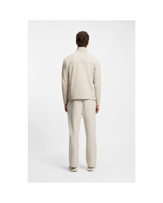 Boss Natural Cotton-Blend Sweatshirt With Tennis-Themed Logo for men