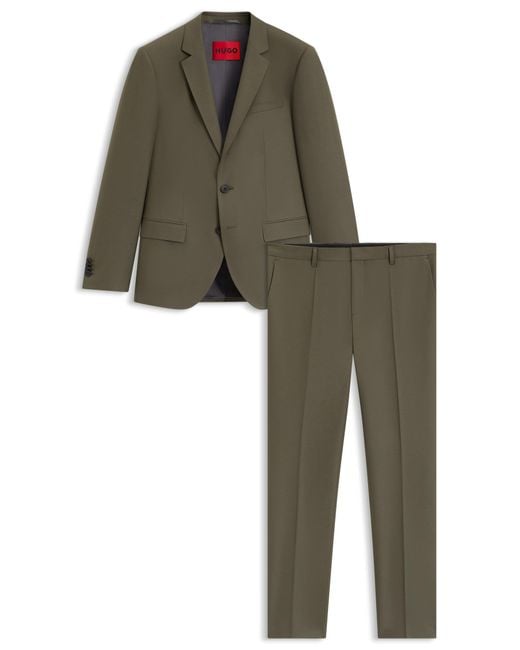 HUGO Slim-Fit Anzug Aus Funktionalem Stretch-Woll-Mix in Green für Herren