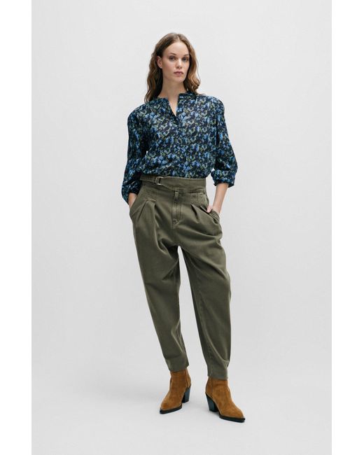 Boss Green Relaxed-fit Trousers In Cotton Twill With Front Pleats