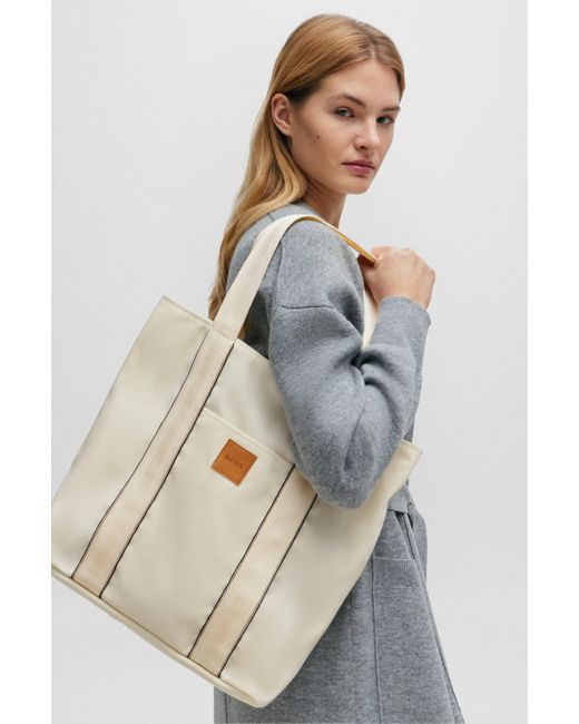 Boss Natural Slimline Canvas Tote Bag With Logo Patch