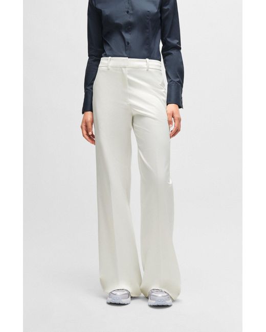 HUGO Black Regular-fit Trousers With Extra-long Length