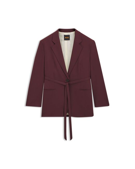 Boss Purple Oversized-Fit Blazer With Belt