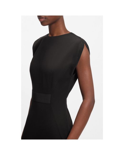 Boss Black Stretch-Jersey Dress With Waistband Detail