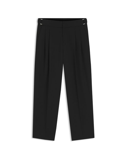 HUGO Black Formal Trousers With Adjustable Waistband And Virgin Wool Blend for men