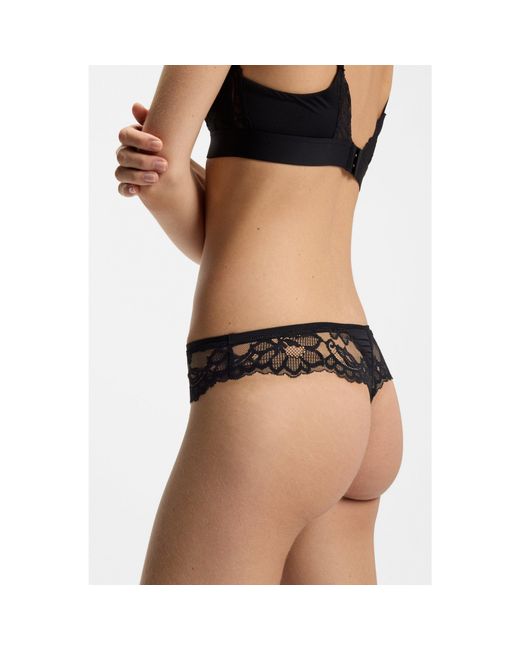Boss Black Lace Briefs With Mesh Pleating And Charm