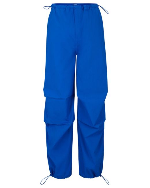 Pantalon parachute Baggy Fit en coton HUGO en coloris Blue