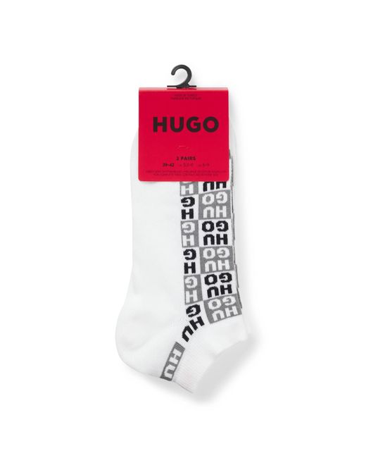 HUGO Metallic Two-Pack Of Ankle-Length Socks With Logo Intarsia for men