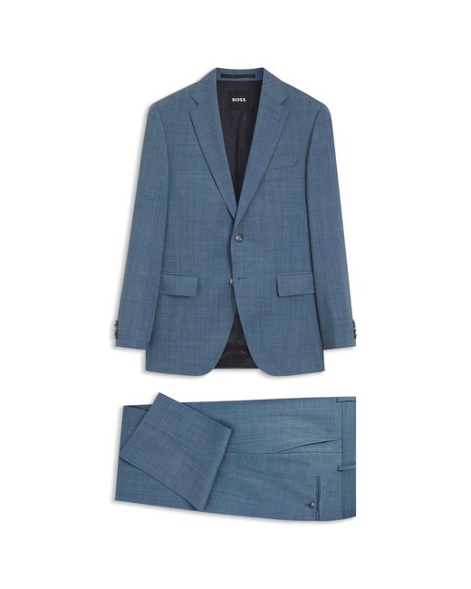 Boss Blue Three-Piece Regular-Fit Suit for men