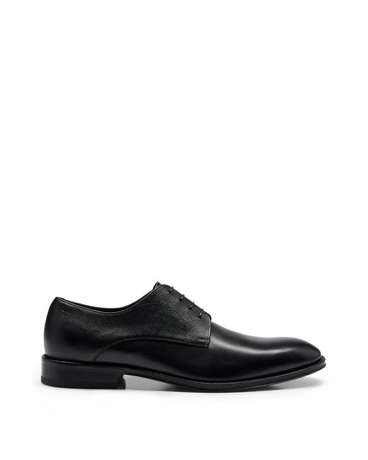 Boss Black Italian-made Derby Shoes In Smooth And Printed Leather for men