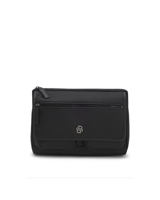 Boss Black Structured Twill Shoulder Bag With Logo Strap for men