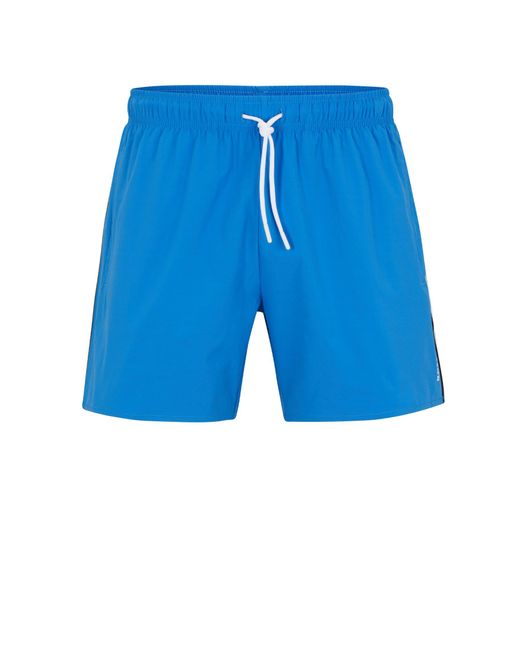 BOSS by Hugo Boss Blue Recycled-material Swim Shorts With Signature Stripe And Logo for men