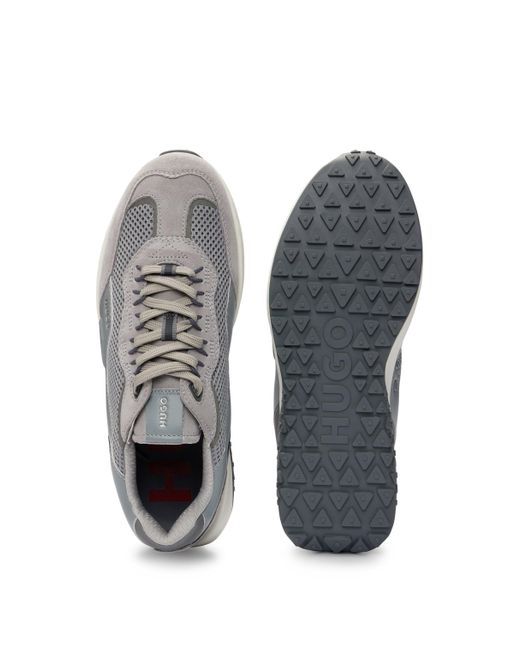 HUGO White Leather Lace-up Trainers With Mesh Trims for men