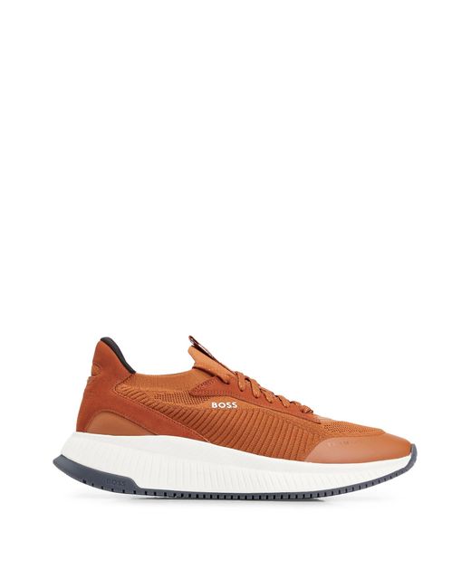 Boss Brown Ttnm Evo Trainers With Knitted Upper for men