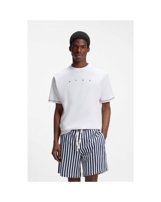 HUGO White Relaxed-Fit Pyjama Set for men