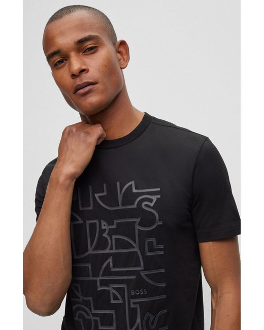 BOSS by HUGO BOSS Cotton-jersey T-shirt With Seasonal Graphic Print in  Black for Men | Lyst Canada