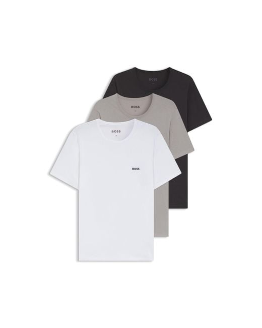 Boss Multicolor Three-Pack Of Cotton Underwear T-Shirts With Logo Embroidery for men