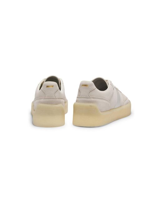 HUGO White Suede Trainers With Side Stripe for men