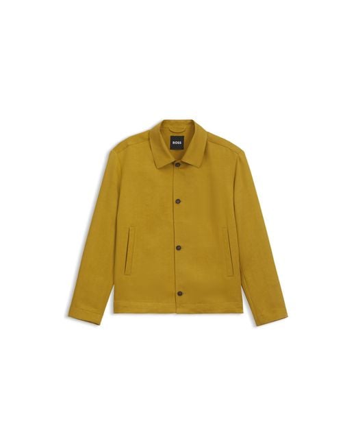 Boss Yellow Regular-Fit Jacket With Micro Pattern for men