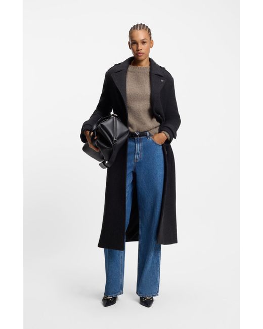 HUGO Gebreide Oversized Trui Met Pofmouwen in het Brown