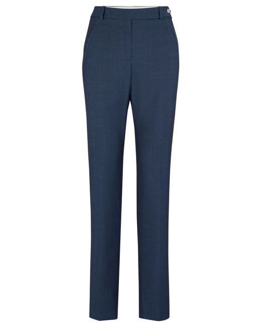 Boss Blue Relaxed-fit Trousers In Denim-effect Virgin-wool Twill