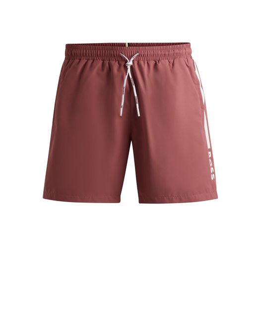 Boss Red Fully Lined Swim Shorts With Logo Print for men
