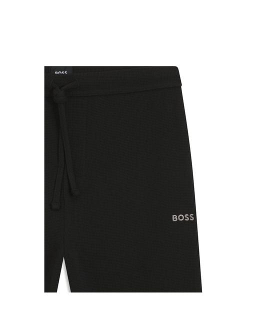 Boss Black Cotton-Blend Pyjama Bottoms With Embroidered Logo for men