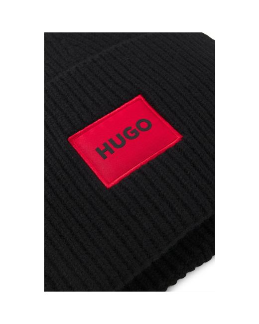 HUGO Black All-Gender Logo Beanie Hat